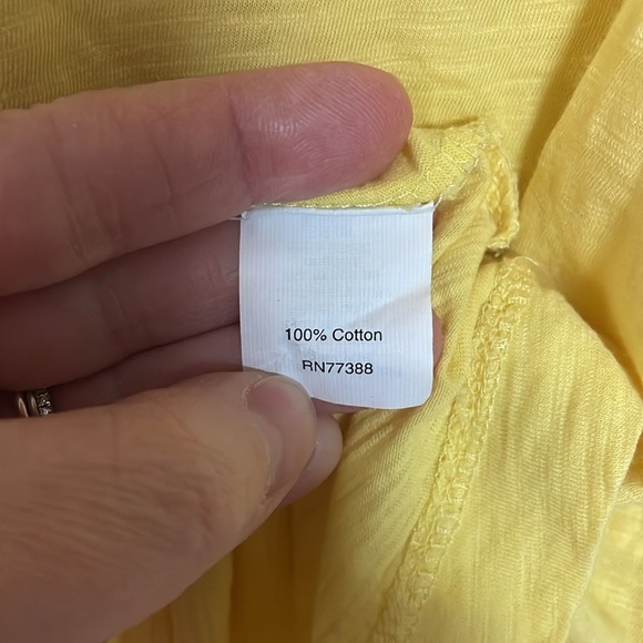 J.Crew size XS Vibrate Yellow Ruffle V-neck 3/4 Sleeve Lightweight Cotton Blouse - Picture 6 of 7